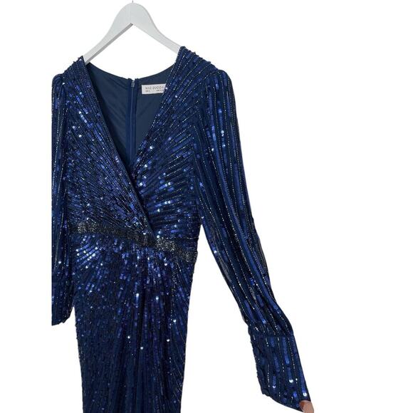 Mac Duggal Dress 5501 Midnight Blue Sequins Gown Size 12 $598 - Picture 6 of 10